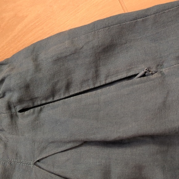 Athleta Playa Linen wide crop 3/4 pants Teal 4 - Picture 5 of 6